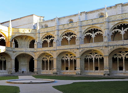 lizbonske, samostan, : Hieronymite, križni hodnik, arhitektura, manuelin