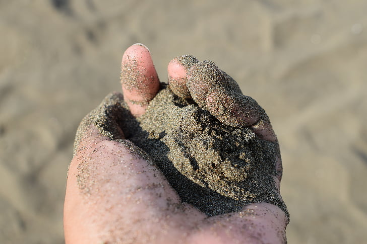 sand, hand, beach