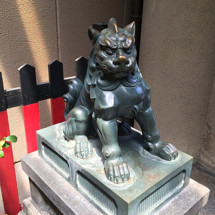 Guardian hundar, altare, Kyoto, lejon, staty, Asiatiska, skulptur