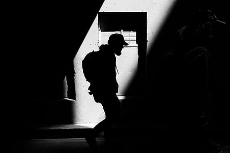 dark, people, man, guy, walking, silhouette, light