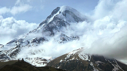 Kazbek, Kaukaz, hory, oblaky, Gruzínsko