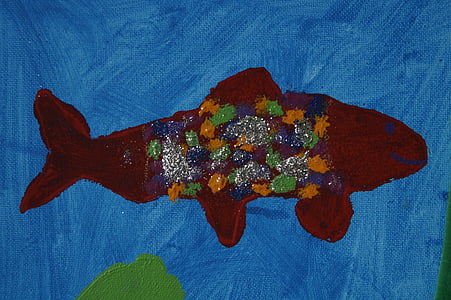 риба, Рисуване, изображение, деца чертеж, акварел, дете, деца