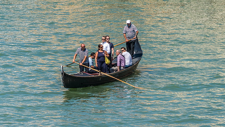 gondola, Venesia, Italia air, orang-orang, orang, Gondolier, perjalanan