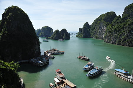 Ha Long long, Bay, Wietnam, morskie statku, Natura, morze, Azja