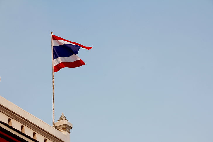Tajlandia, Flaga, dachu, budynek, Buddyzm, Azja, Pałac Królewski