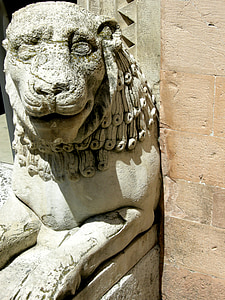 Leo, pedra, escultura, Portal, porta, bronze, marbre