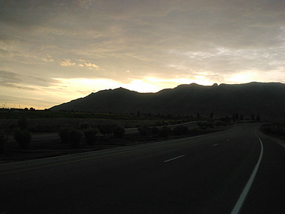 saullēkts, kalni, kalna pakājē, Sandia kalni, āra, vide, no rīta