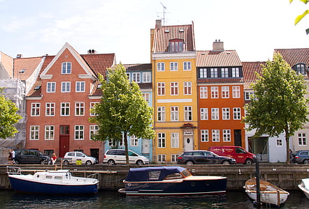 Canal, Kodaň, Christianshavn, Harbour, kapitál, člny, Dánsko