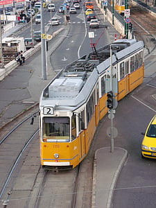 tram, street, car, transport, urban, public, road
