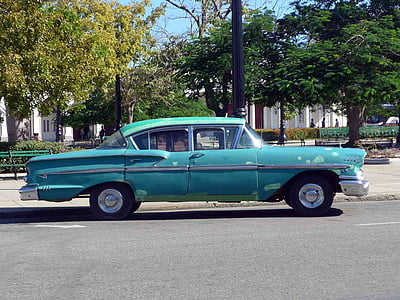 auto, Oldtimer, američki auto, Američki, klasični, 50, Kuba