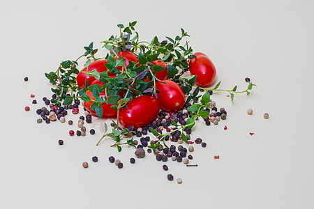 thyme, tomatoes, pepper, herbs, culinary herbs, food, eat