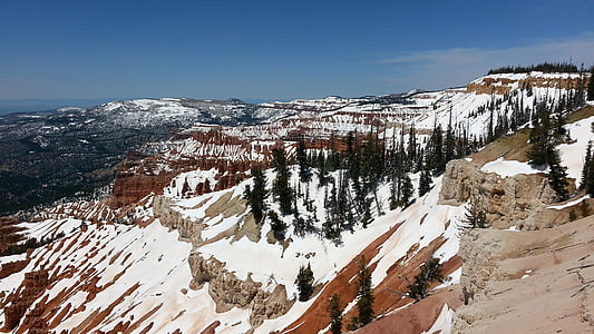 Bryce canyon, Příroda, sníh, Národní, parku, malebný, Pískovec