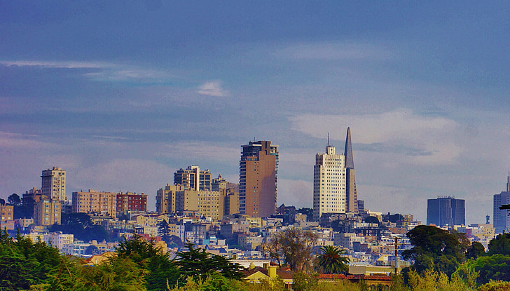 Кріссі парк, Сан-Франциско, Каліфорнія, небо, міський пейзаж, Будинки, хмарочос