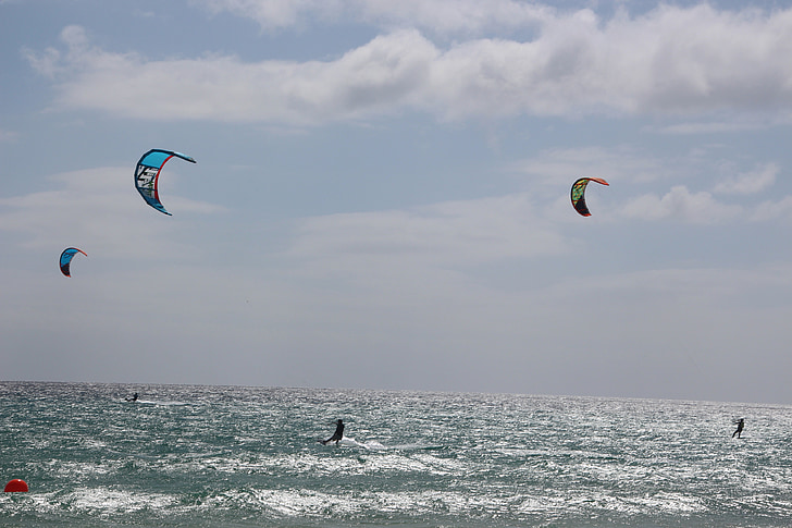 Kiteboarding, kite szörfözés, kite, Sky, sárkányok, kitesurfing, vízi sportok