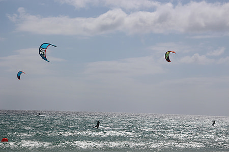 kiteboarding, Kitesurfing, kite, himmelen, Dragons, Kitesurfing, vannsport