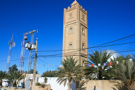 Algéria, mecset, Minaret, iszlám, antennák