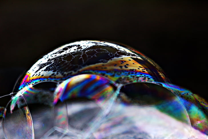 bublina, mýdlová bublina, Barva, duhové, barevné, voda, reflexe