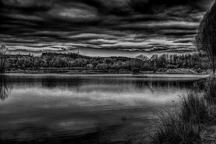 dramatic, lake, clouds, sky, water, dramatic sky, landscape