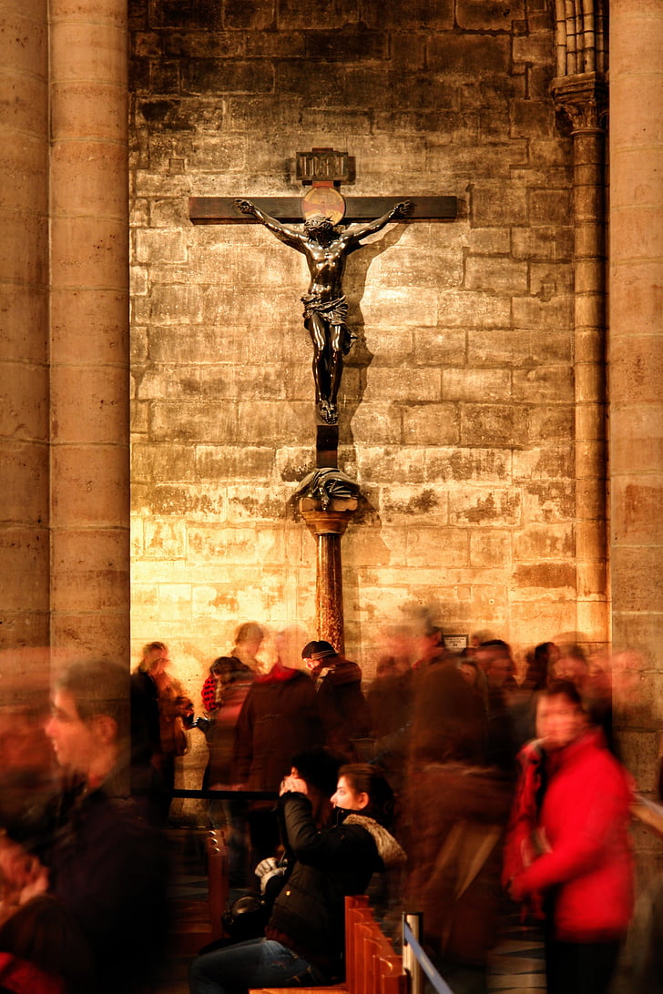 Frankrike, Paris, kyrkan, detalj, interiör, Cross, religion