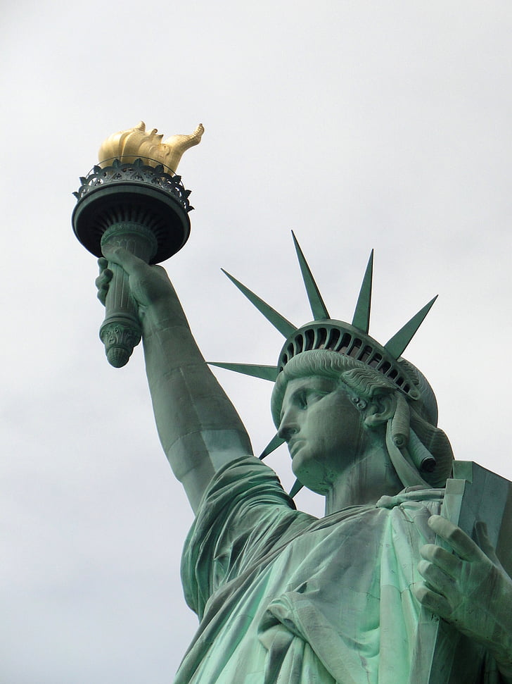 NewYork, thành, ngọn lửa, bầu trời, bức tượng, Liberty, người phụ nữ