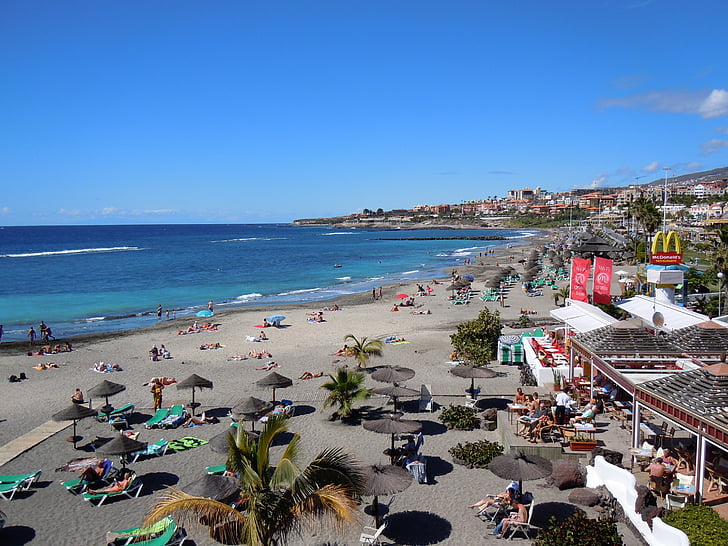 plaj, İspanya, Tenerife, deniz manzara, Deniz, yan, tatil