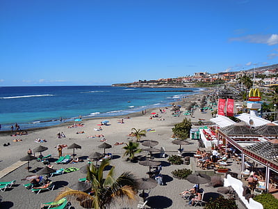 pludmale, Spānija, Tenerife, jūras ainava, jūra, sānu, brīvdiena