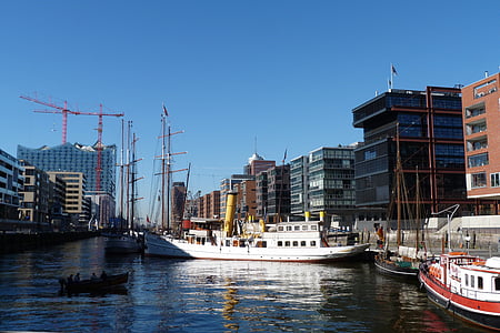 Hamburg, Port, hajók, Németország, Észak-Németországban