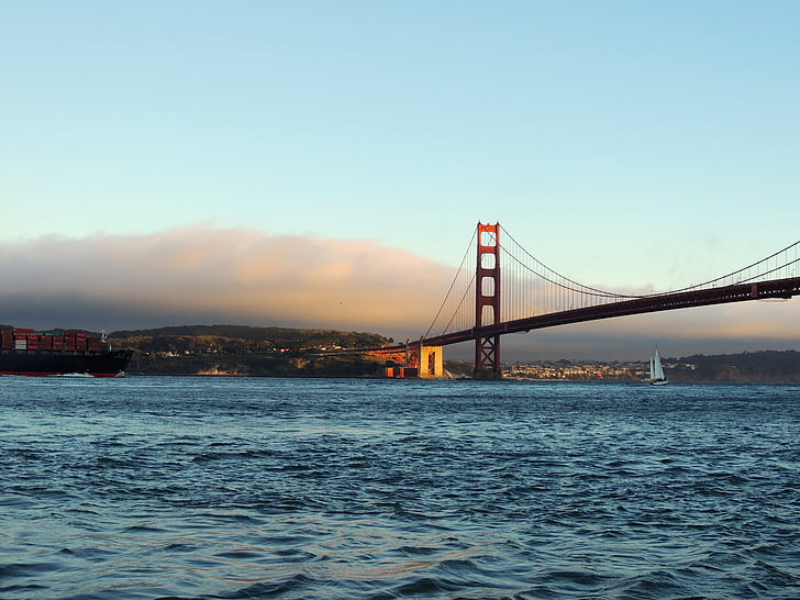Golden gate bridge, San francisco, hav, Stillehavet, solnedgang, Bridge, Marin