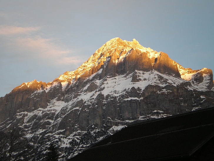 schweiziska Alperna, solnedgång, Schweiz, Mountain, snö, naturen, bergstopp