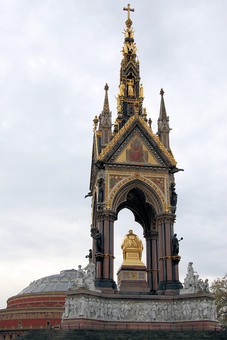 Albert memorial, Kensington gardens, London, skulptur, monumentet, staty, kreativa