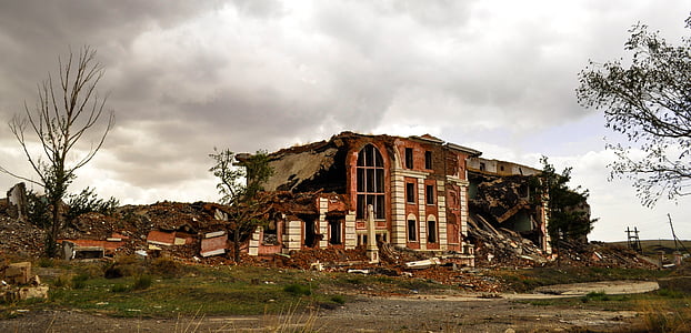 cidade fantasma, abandonado, destruída, ruína, vazio, velho, edifício