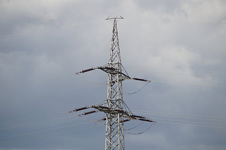 current, strommast, power line, power poles, sky, power supply, cable
