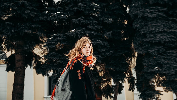people, woman, beauty, fashion, cold, weather, scarf