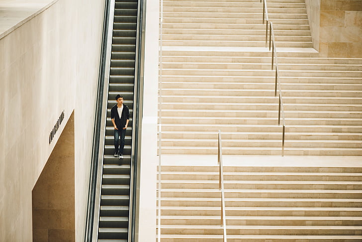 people, man, teen, fashion, stairs, alone, architecture