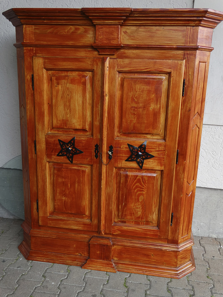 wall cabinet, wardrobe, wood, red, brown, black, furniture