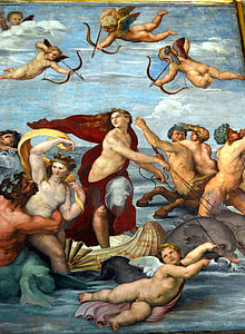 拉斐尔 sanzio, 壁画, 加勒蒂亚的胜利, farnesina 别墅, 罗马, 绘画, 艺术