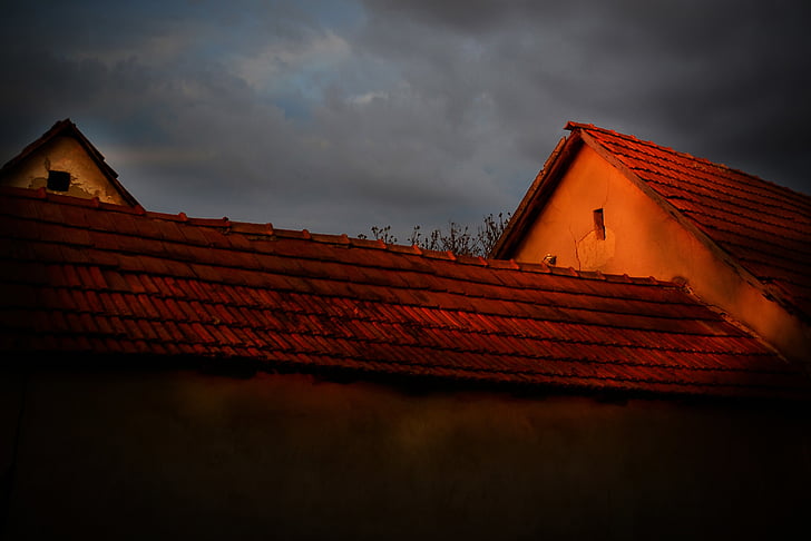 house, building, sunset, dusk