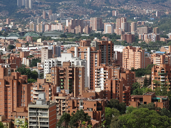 Colômbia, Medellín, cidade, urbana, edifícios, paisagem urbana