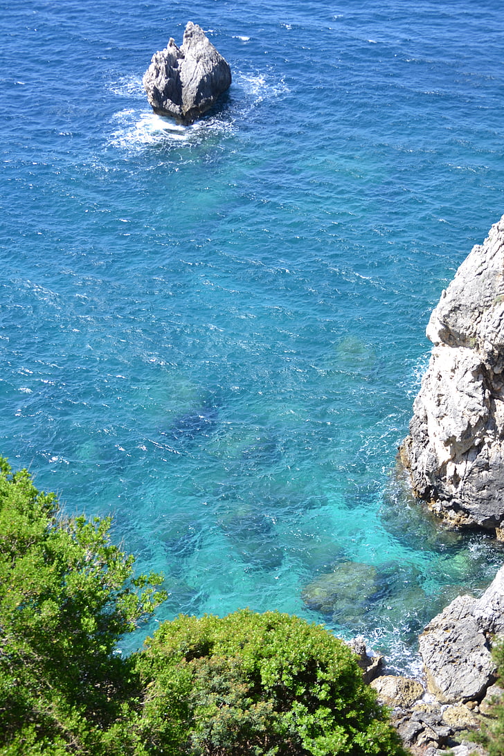 corfu, greece, ocean, sea, nature, coastline, rock - Object