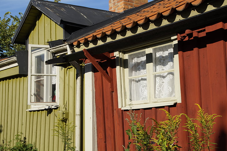 Sueco, Suécia, Vimmerby, casas de madeira, edifício, Småland, cidade velha