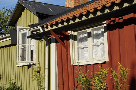 Svedese, Svezia, Vimmerby, Case in legno, costruzione, Småland, centro storico