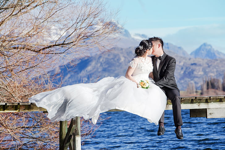 Rakkaus, Uusi-Seelanti, Etelä, Queenstown, Lake, prewedding, vain naimisissa