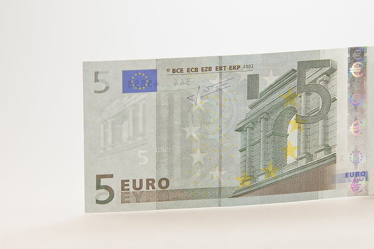 Bitllet, Euro, projecte de llei, cinc, projecte de llei dòlar, moneda, 5