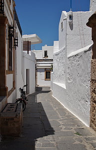 lindos, greece, city, greek city, alley