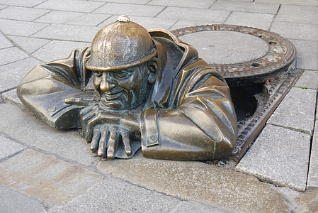 scultura, Bratislava, canale, bronzo, scultura in bronzo