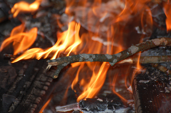 lõkke, tuld, kamin, kerge lõkketuli, soojuse, suvel