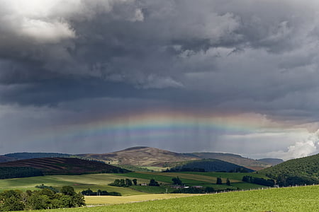 högländerna och öarna, Skottland, Rainbow, moln, landskap, naturen, höglandet