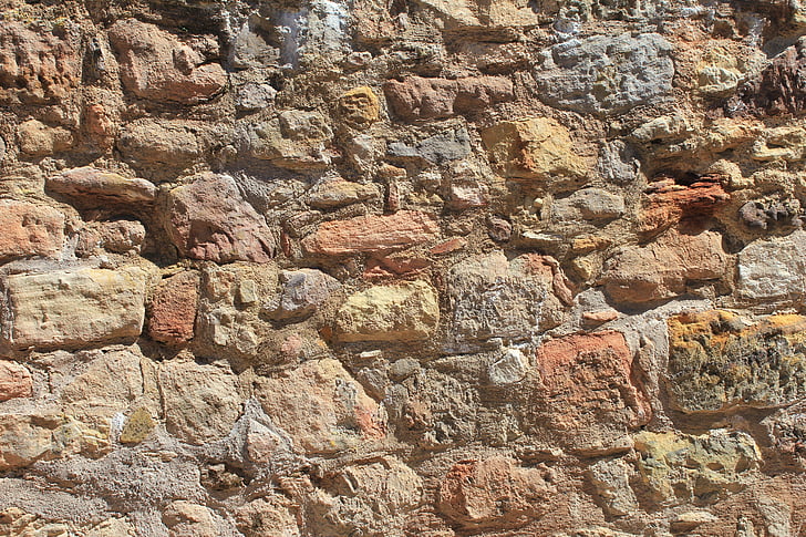 muur, oude, middeleeuwse, steen, textuur, achtergrond, patroon
