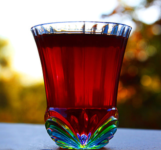 kozarec, barvno steklo, Berry prijateljske, prijateljske, rdeča tekočina, stranka, bar