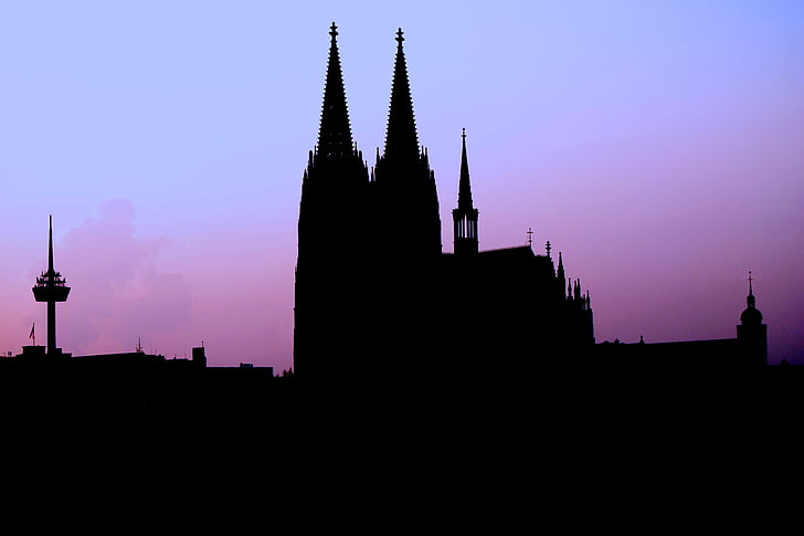 Kölnin katedraali, Köln, kirkko, Kölnin Reinillä, taivas, julkisivu